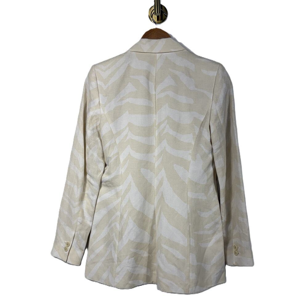 Calvin Klein light-colored Zebra-Print linen Single-Button Blazer Sz 4 - Picture 8 of 12